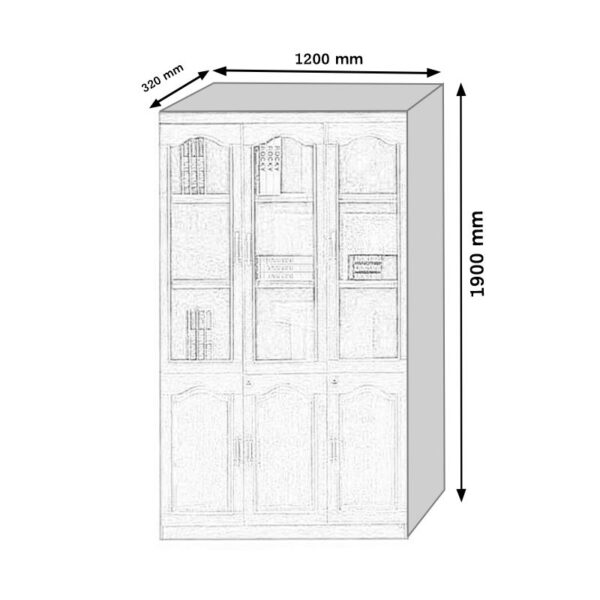 3-door wooden bookcase