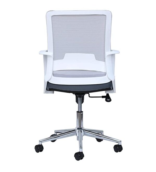 NXTGEN MISURAA Imported Easy Chair with Fabric Seat, Mesh Back and Lumbar Support for Work from Home & Office (Grey and White)