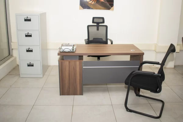 The Quality Yomi Office Desk with Drawers is a high quality and durable  Office Desk in our range of Office Furniture. The Office Table is available in our Nairobi Showroom at the best price. The  Office Desk is 1.4 meters long hence saves on office space with your organization. Three lockable drawers 1.4 meter long Executive
