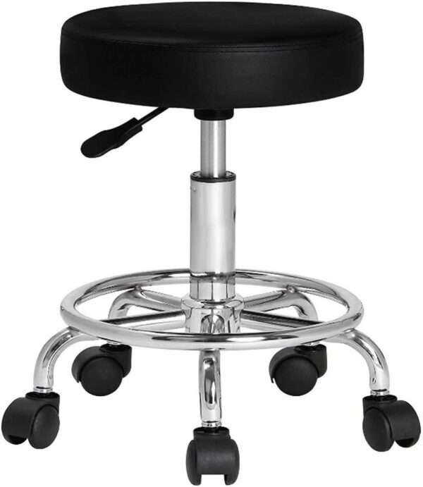 Lifting Rotary High Stool/Stool with Wheels - Seat Surface 10 cm Rotating 360 ° - Padded Swivel Seat - Adjustable Height - Black Rotary Stool (Color : Black)