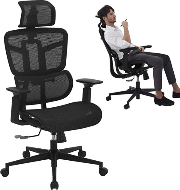The Orthopedic Mesh Office Chair is a comfortable and supportive chair designed to help you maintain good posture and avoid muscle tension and fatigue while working. The chair features a breathable mesh back, adjustable lumbar support, three tilt locking positions, and an adjustable headrest.