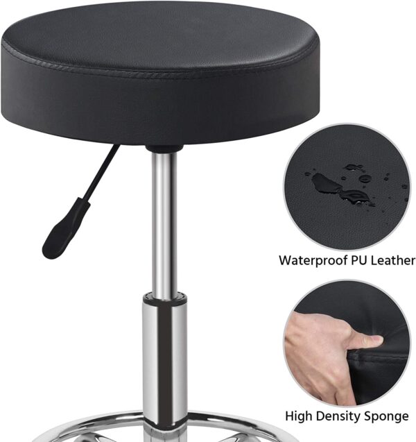 Lifting Rotary High Stool/Stool with Wheels - Seat Surface 10 cm Rotating 360 ° - Padded Swivel Seat - Adjustable Height - Black Rotary Stool (Color : Black)
