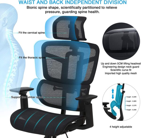 The Orthopedic Mesh Office Chair is a comfortable and supportive chair designed to help you maintain good posture and avoid muscle tension and fatigue while working. The chair features a breathable mesh back, adjustable lumbar support, three tilt locking positions, and an adjustable headrest.