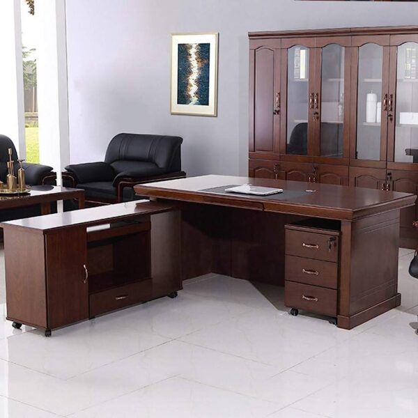Directors office seat, visitor seat, 2.4m boardroom table, 5-seater office sofa, 1.8m executive office, 3-door wooden cabinet