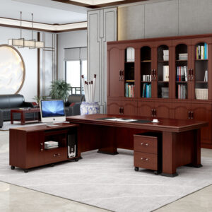 3-door wooden cabinet, mesh visitor seat, 1.2m executive desk,directors reclining office seat, captain mesh office seat, 4-link waiting bench, mahogany coffee table, 1.8m executive office desk, 2-way modular workstation