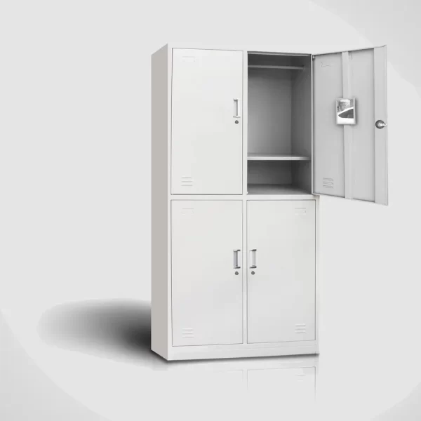 4-door metallic filing cabinet, 3-seater waiting bench, 1.0m office desk, mahogany coffee stool, swivel barstool