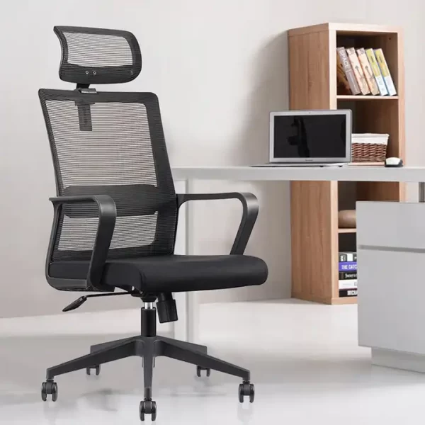 Mesh high back office seat, executive office visitor seat, 3-link heavyduty waiting bench, tosca office visitor seat, 4-drawer office filing cabinet, 2.2m executive desk