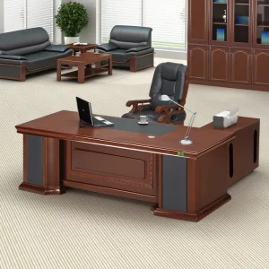Bliss executive office seat, 5-seater office sofa, mahogany coffee table, 1.8m executive office desk, 2.2m executive office desk, 1.4m round table, strong mesh office seat