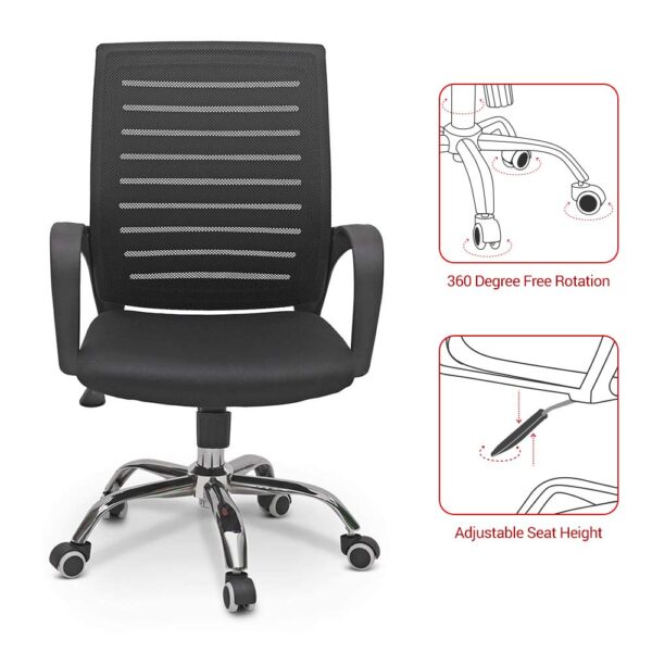 Medium back office chair, directors office reclining seat, 5-seater office sofa, 3-seater reception sofa, cashier office seat, metallic storage filing cabinet, executive office chair, 6-way modular workstation