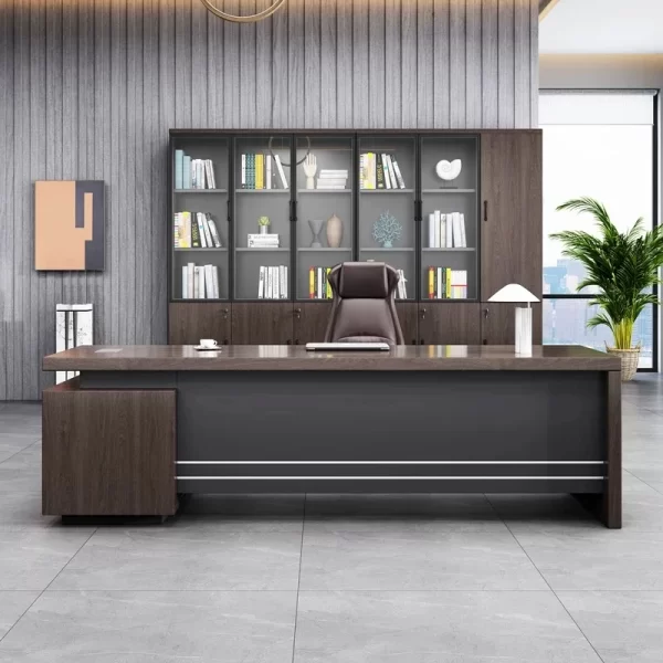 1.8m managers executive desk, executive leather visitor seta, 1.4m modern curved desk, 4-drawer vertical cabinet, black banquet chair, medium back office chair