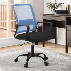 Mid back ergonomic office chair, Revolving back ergonomic chair, 1.2m curved office desk, 2-door modern filing cabinet, Red swivel adjustable barstool, Vertical metallic storage cabinet