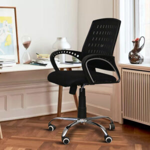 Medium back ergonomic chair, Directors executive visitor seat, 1400mm executive desk with drawers, 1.6m modern reception office desk, Lockable 2-door office filing cabinet, Clear swivel task chair, Executive wooden coat hanger, 2-door wooden storage cabinet