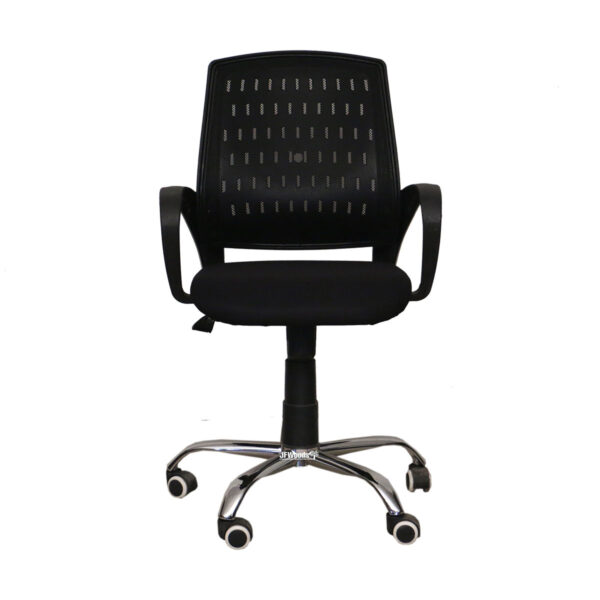 Medium back ergonomic chair, Directors executive visitor seat, 1400mm executive desk with drawers, 1.6m modern reception office desk, Lockable 2-door office filing cabinet, Clear swivel task chair, Executive wooden coat hanger, 2-door wooden storage cabinet
