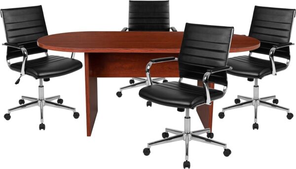 2.4m boardroom meeting table, Executive reclining high back seat, 60kgs fireproof digital safe, 2-door storage filing cabinet with safe, 1.4m L-shaped executive desk, Directors reclining executive office chair, Executive ergonomic office visitor seat, Modern height swivel barstool